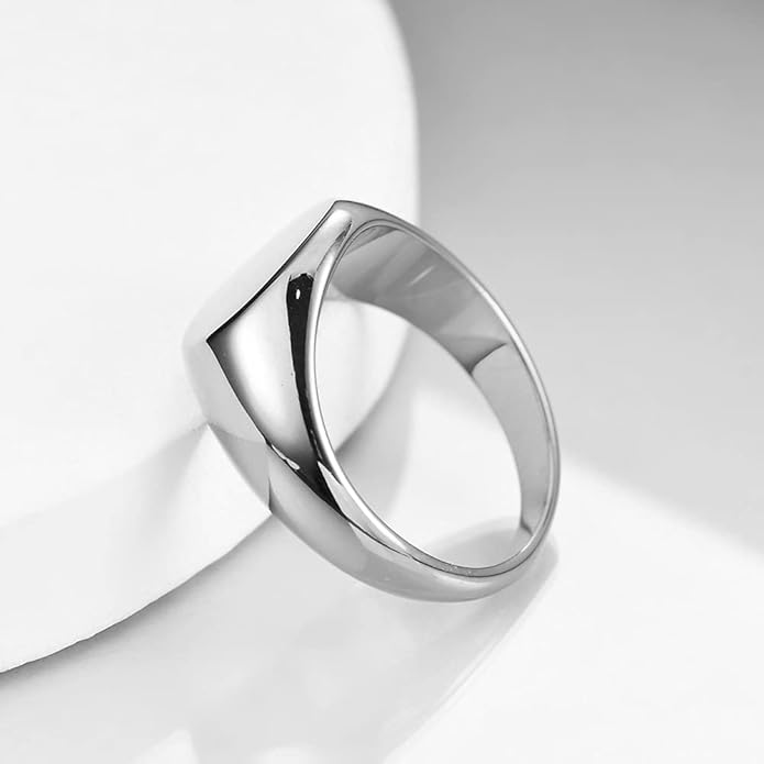 Stainless Steel Round Shape Classical Simple Plain Wedding Engagement Statement Pinky Band Signet Rings for Men Women Size 4-15