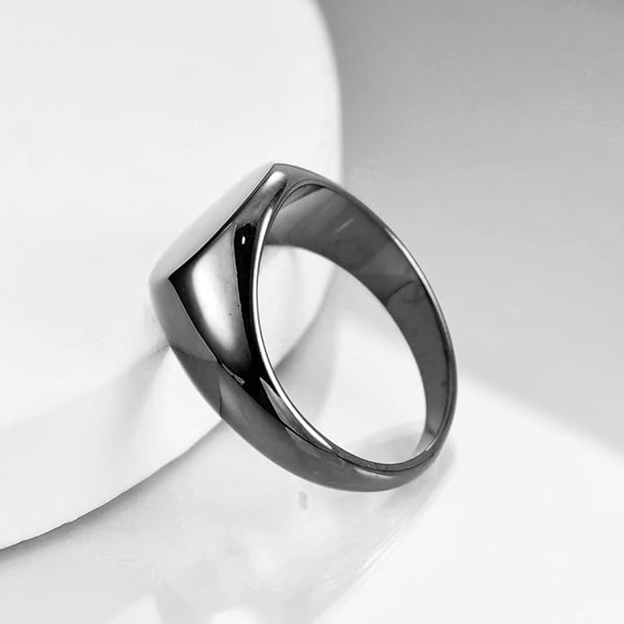 Stainless Steel Round Shape Classical Simple Plain Wedding Engagement Statement Pinky Band Signet Rings for Men Women Size 4-15