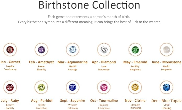 AGVANA 14K Solid White Gold Diamond Gemstone Pendant with Sterling Silver Chain 8mm Heart Birthstone Necklace Fine Jewelry Anniversary Birthday Gifts for Women Mom Wife