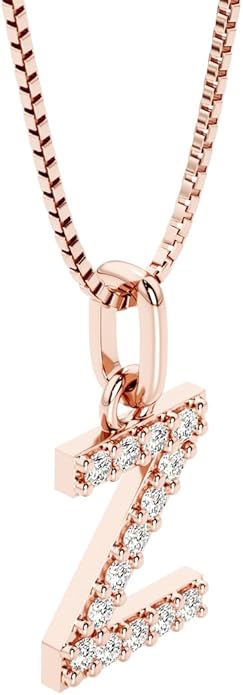 PEORA Letter A to Z Lab Grown Diamond Initial Pendant Necklace in Sterling Silver, F-G Color, VS Clarity, with 18 inch Chain