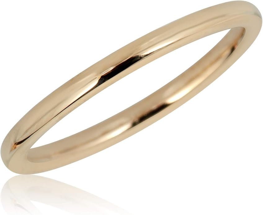 AVORA 10K Yellow Gold Plain Band Stackable Ring- Size 1-9