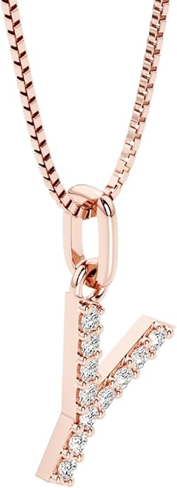PEORA Letter A to Z Lab Grown Diamond Initial Pendant Necklace in Sterling Silver, F-G Color, VS Clarity, with 18 inch Chain