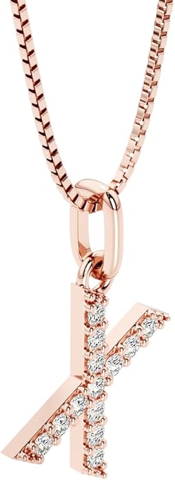 PEORA Letter A to Z Lab Grown Diamond Initial Pendant Necklace in Sterling Silver, F-G Color, VS Clarity, with 18 inch Chain