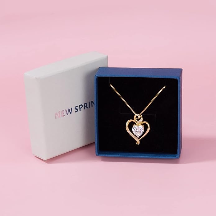 Heart Necklaces for Women 925 Sterling Silver Pendant Necklace Rose Gold Plated White Gold/14K Gold Plated Love Necklace for Her Girlfriend Wife Valentines Day Birthday Women Jewelry 18"+2"