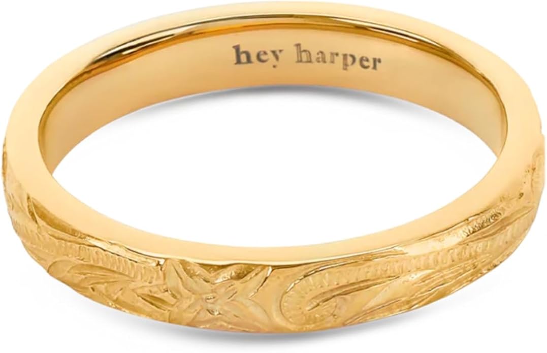 Hey Harper Gold Ring for Women - Gold Plated Stacking Waterproof & Sweatproof Jewerly Ring - Everday Non Tarnish Cute Fashion Circle Rings