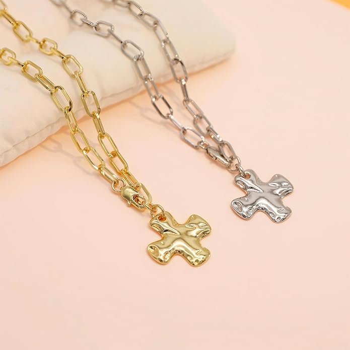 Chunky Retro Heart Necklace for Women Antique Layer Beach Ocean Moon Stars Western Boho Charm Necklaces Retro Link Chain Jewelry