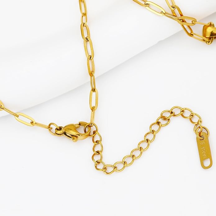 Charm Necklace for Women Gold Evil Eye Sun Moon Flower Coin Pendant Necklace Dainty Paperclip Chain Vintage Luck Amulet Choker Necklaces Celestial Jewelry Gift