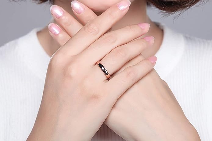 TRUMIUM 2mm 4mm 6mm 8mm Tungsten Wedding Band Ring for Men Women Gold/Rose Gold/Silver Domed High Polish Comfort Fit 4-15