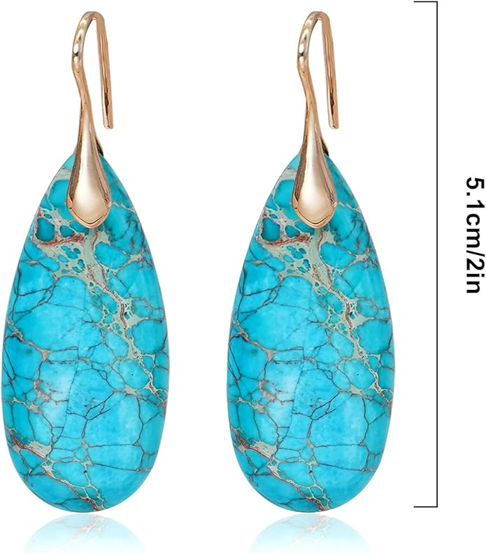 Natural Stone Earrings Waterdrop Stone Dangle Earrings for Women