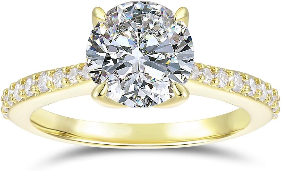 Round Cut 14K Gold Engagement Rings 2.0 CT Moissanite Solitaire Engagement Rings