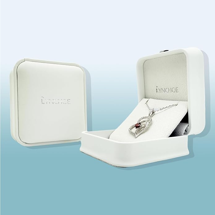 Heart Birthstone Silver Necklace for Women, S925 Sterling Silver Pendant Necklace Birthday Jewelry Gifts for Her Mother Mom Wife Girlfriend