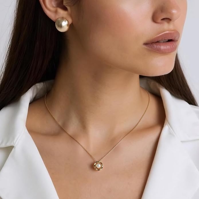 Pearl Necklaces for Women,Charm Choker Necklaces with Natural Freshwater Cultured Pearls,Dainty Pendants Necklaces Daily Wear or Fashion Gift for Women