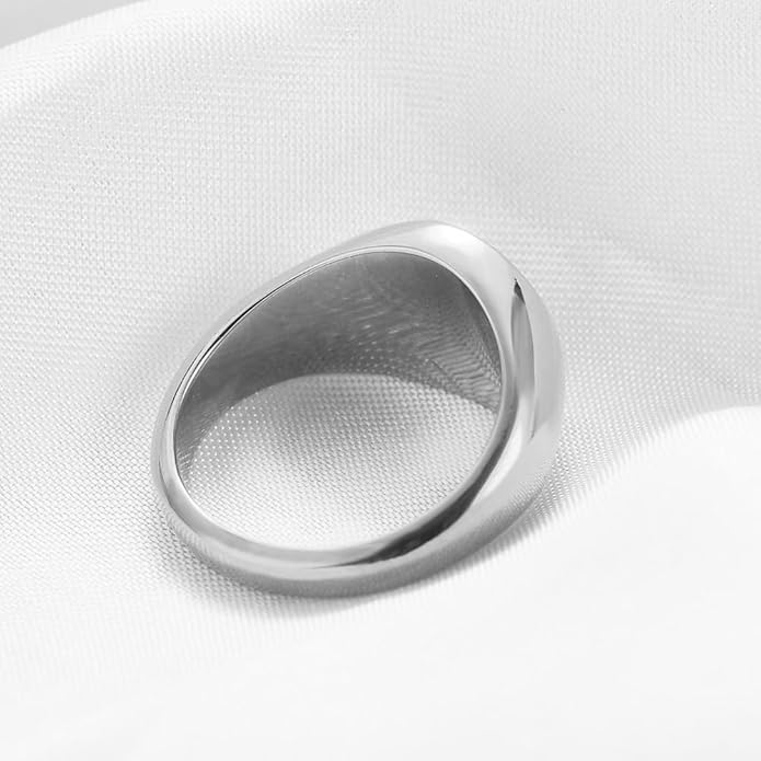 Stainless Steel Round Shape Classical Simple Plain Wedding Engagement Statement Pinky Band Signet Rings for Men Women Size 4-15