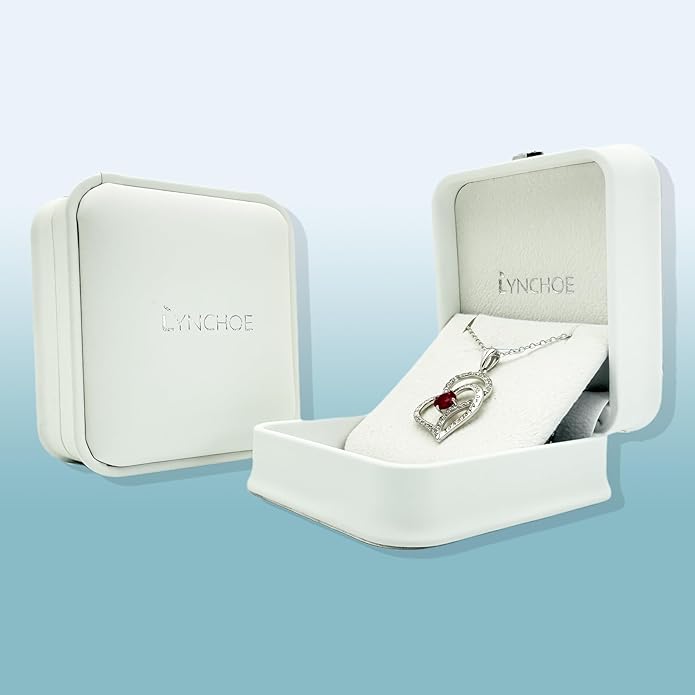 Heart Birthstone Silver Necklace for Women, S925 Sterling Silver Pendant Necklace Birthday Jewelry Gifts for Her Mother Mom Wife Girlfriend