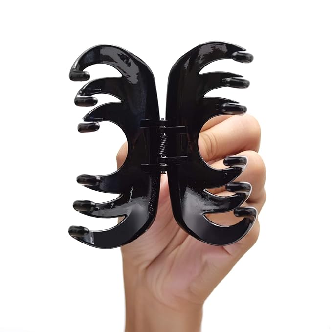 Youxuan 4 Inch Hair Claw for Women, Pretty Clip, Grip for Thick Hair, Black