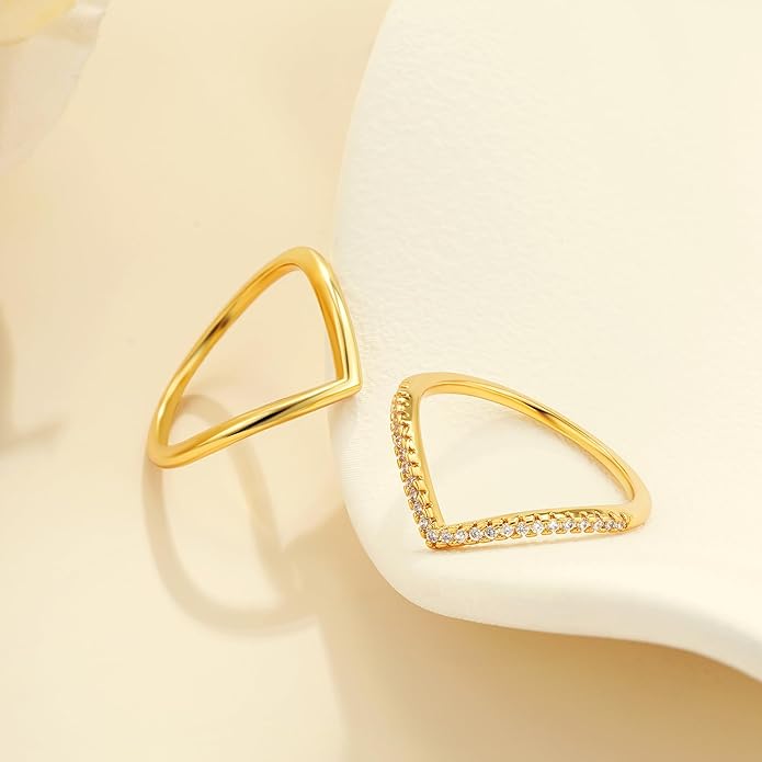 Stackable Gold Rings for Women Non Tarnish,Dainty 14k Gold Plated Stackable Rings Trendy Cubic Zirconia Thumb Ring Set Jewelry for Women