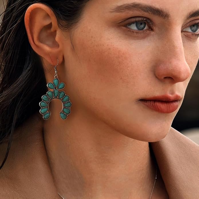 Hefanny 12 Pairs Teardrop Druse Crystal Drop Dangle Earrings for Women Cubic Zirconia Huggie Hoop Earring Jewelry Set Christmas Gifts