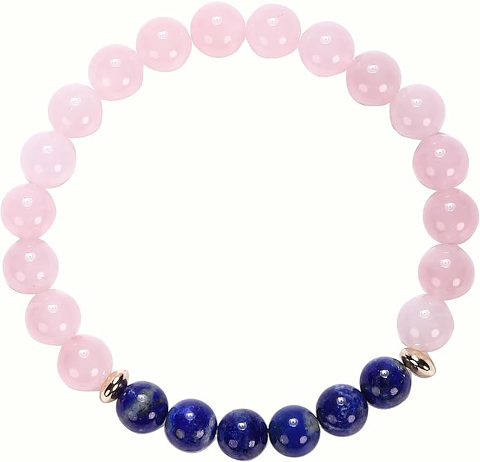 HOZEAL Rose Quartz Pink Opal Peru Crystal Bracelet, Love Friendship Crystal Stone Chakra Bracelet, Business Money Energy Wealth Good Luck Prosperity Feng Shui Beaded Bracelet for Men Women