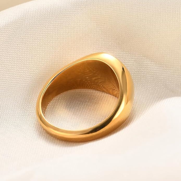 Stainless Steel Round Shape Classical Simple Plain Wedding Engagement Statement Pinky Band Signet Rings for Men Women Size 4-15