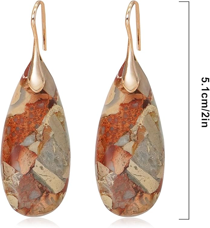 Natural Stone Earrings Waterdrop Stone Dangle Earrings for Women