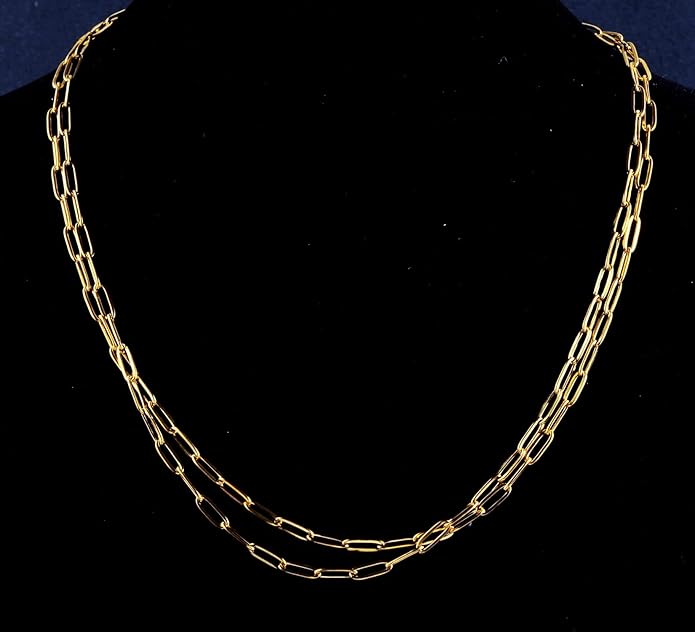 Gold Paperclip Chain Necklace for Women 10pcs 18inch 3X9mm Gold Chains for jewelry Making Stainless Steel Filled 18K Gold Plated Chains Bulk Adjustable Link Chains