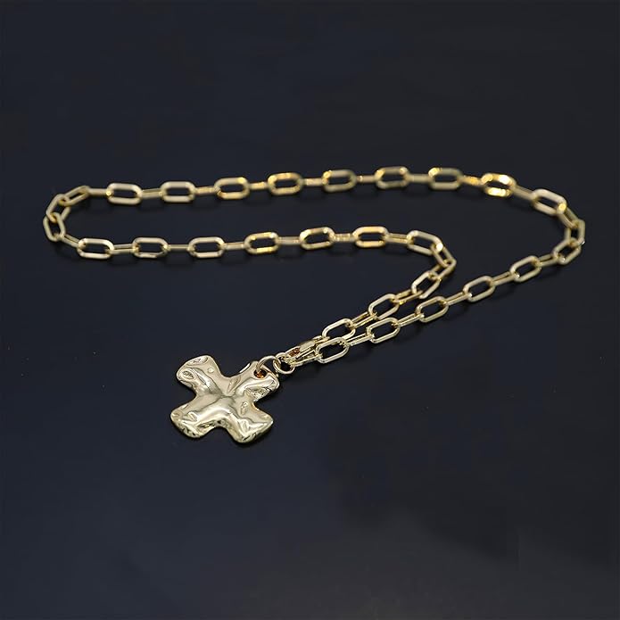 Chunky Retro Heart Necklace for Women Antique Layer Beach Ocean Moon Stars Western Boho Charm Necklaces Retro Link Chain Jewelry