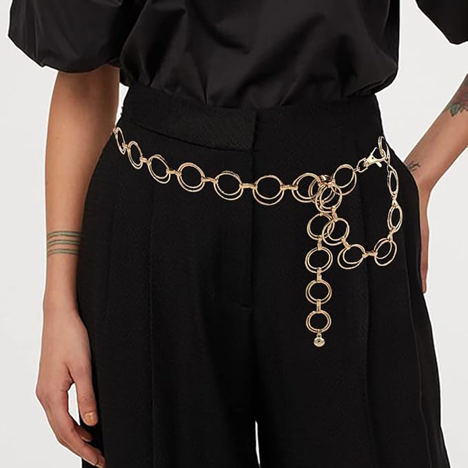 Women's Chain Belt Metal Waist Belt Chunky Belly Link Belt