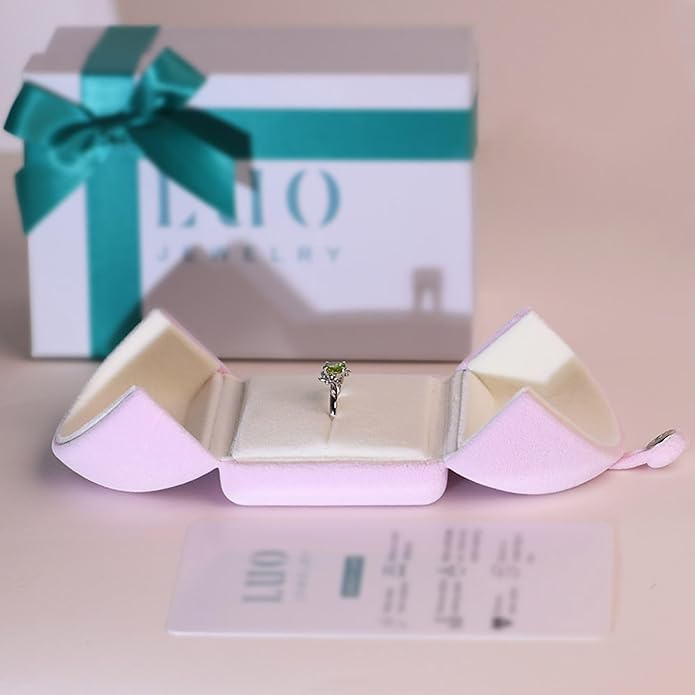 925 Sterling Silver Oval Shaped 8X6 MM Gemstone Ring Leaf Engagement Ring for Women Jewelry