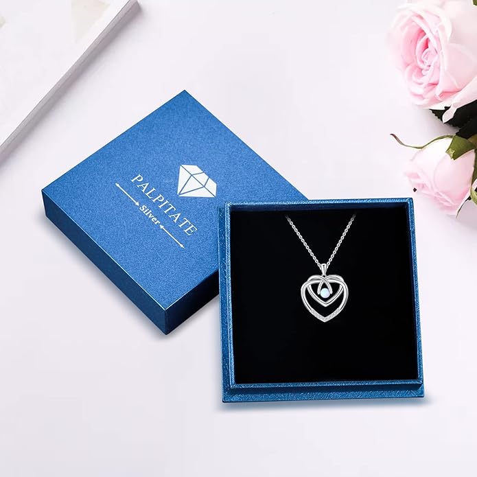 Palpitate Heart Necklaces for Women Forever Love Pendant Necklace Anniversary Valentine's Day Gifts for Lovers Wife Her Mom