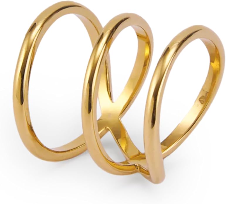 Hey Harper Gold Ring for Women - Gold Plated Stacking Waterproof & Sweatproof Jewerly Ring - Everday Non Tarnish Cute Fashion Circle Rings