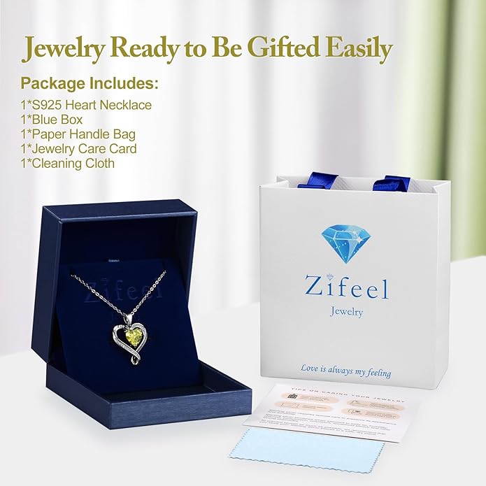 Birthday Gifts for Women Wife Infinity Heart Birthstone I Love You Necklace for Women S925 Sterling Silver Anniversary Wedding Gifts for Christmas Valentines Mothers Day Women's jewelry Diamond Pendant Necklaces Gift for Her Mom Daughter Grandma