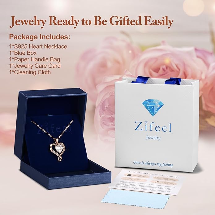 Birthday Gifts for Women Wife Infinity Heart Birthstone I Love You Necklace for Women S925 Sterling Silver Anniversary Wedding Gifts for Christmas Valentines Mothers Day Women's jewelry Diamond Pendant Necklaces Gift for Her Mom Daughter Grandma