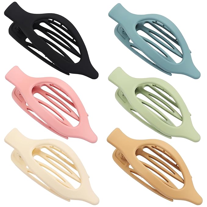 Flat Hair Clip 6 pcs Lay Down Claw Clips Hair Accessories for Women -Colorful