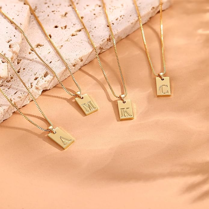 Gacimy Dainty Gold Initial Necklaces for Women, 18K Gold Plated Name Necklace for Women with Trendy A-Z Letter Nedcklace Pendant