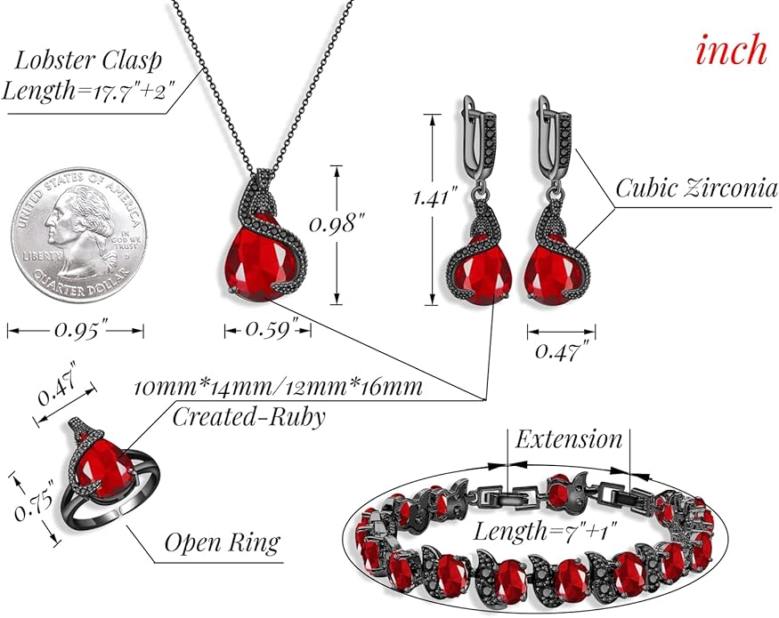 GZWHD Jewelry Set for Women Water Drop Cubic Zirconia Artificial Crystal Earrings Pendant Necklace Open Ring Tennis Bracelet Wedding Anniversary Birthday Engagement Gift for Bridesmaid Wife Girlfriend Friend