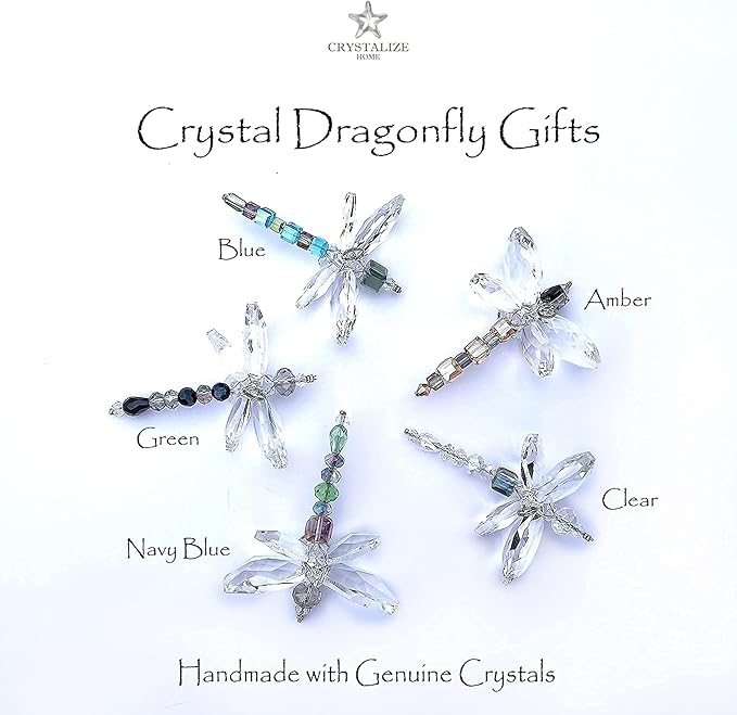 Dragonfly Gift - Crystal Dragonfly - Crystal Figurines- Car Charm - Rainbow Maker - Dragonfly Charm - Prism Suncatcher for Garden, Home, Car and Window Décor - Gifts for Mom - Gifts for Grandma