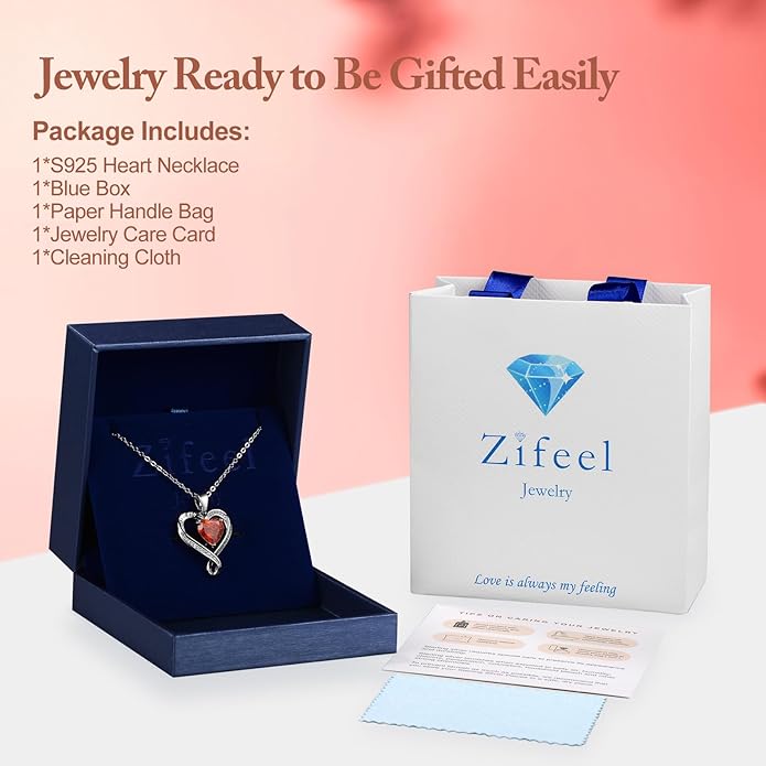 Birthday Gifts for Women Wife Infinity Heart Birthstone I Love You Necklace for Women S925 Sterling Silver Anniversary Wedding Gifts for Christmas Valentines Mothers Day Women's jewelry Diamond Pendant Necklaces Gift for Her Mom Daughter Grandma