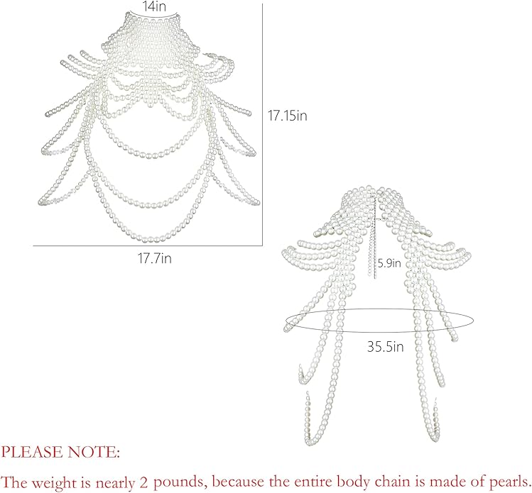 CCbodily Pearl Body Chain Bra - Fashion Shoulder Necklaces Bra Chain Body Jewelry