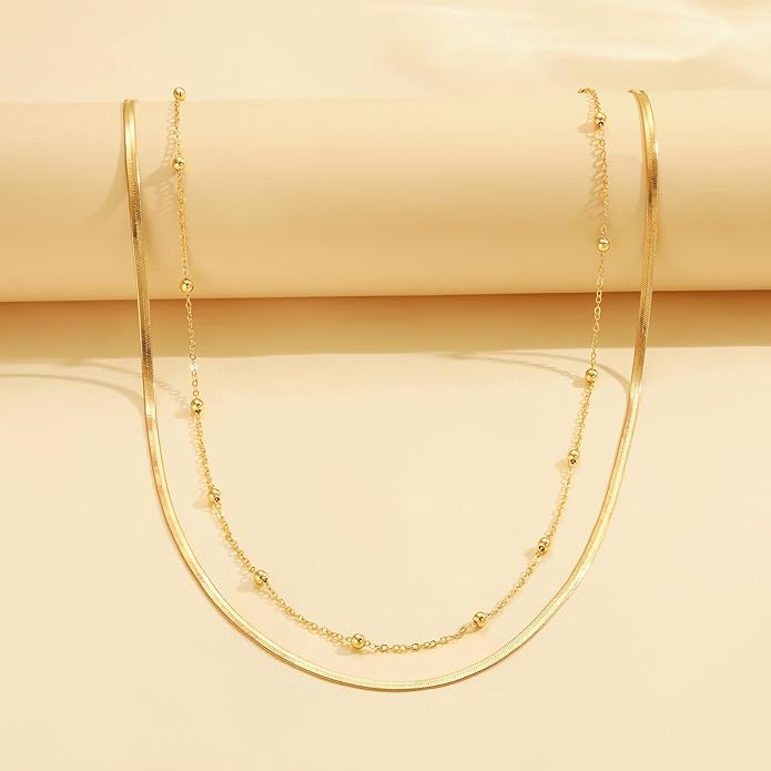CHESKY Gold Waist Chain for Women, 14K Gold Plated Silver Layered Belly Belt Chains Sexy Bikini Beach Waist Beads Chain Waterproof Snake Pearl Cuban Body Chain Summer Jewelry Accessories for Women