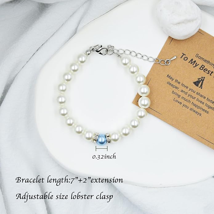 Something Blue Gift for Bride to Be Bride Pearl Beaded Bracelet Bachelorette Party Decorations Bridal Shower Favor Wedding Accessory