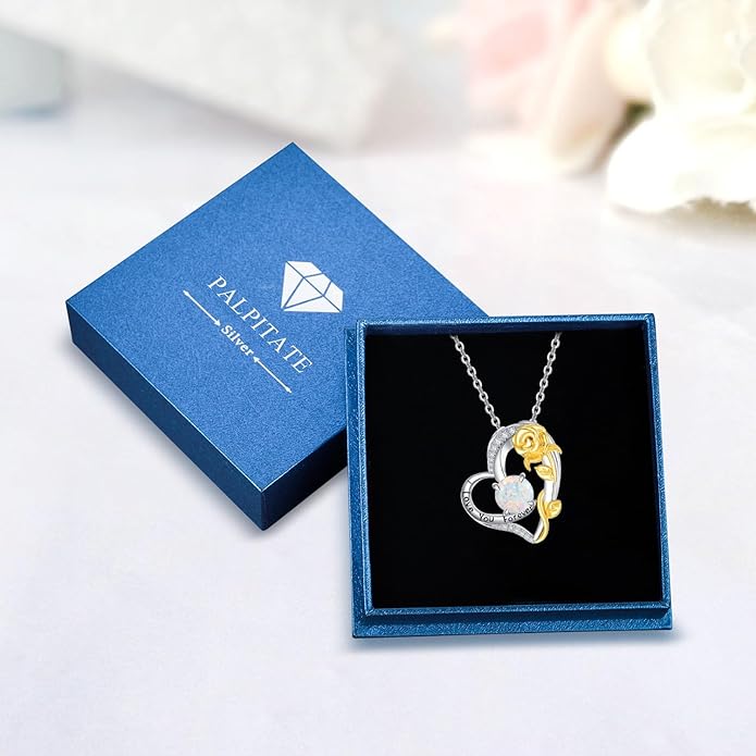Palpitate Heart Necklaces for Women Forever Love Pendant Necklace Anniversary Valentine's Day Gifts for Lovers Wife Her Mom
