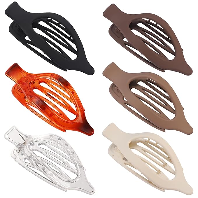 Flat Hair Clip 6 pcs Lay Down Claw Clips Hair Accessories for Women -Transparent