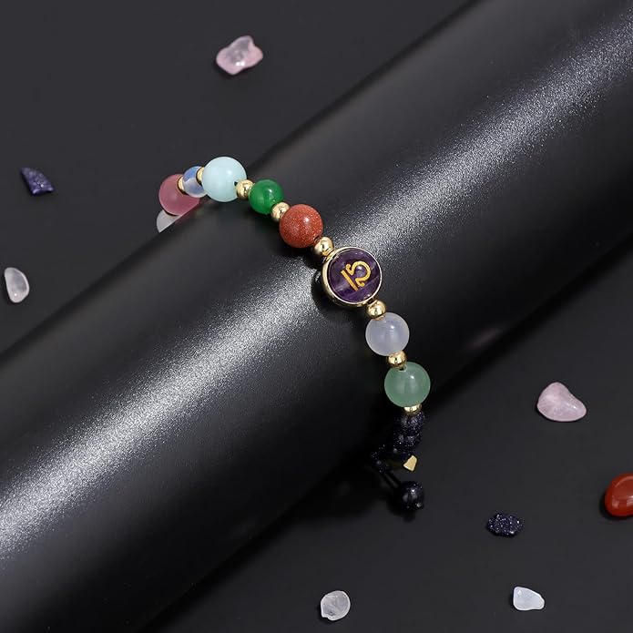 Zodiac Bracelets for Women Men,12 Constellations Healing Crystal Stone Beads Bracelet Birthday Zodiac Gifts Horoscope Spiritual Jewelry Bracelet Gifts