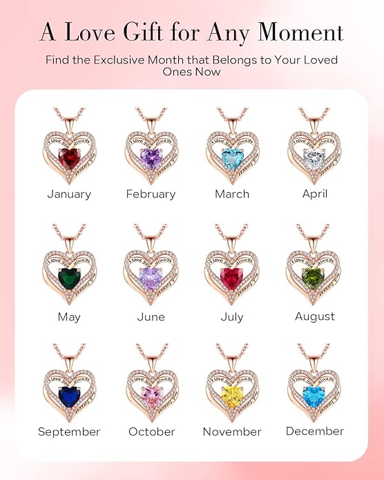 S925 Sterling Silver Necklace for Women, Wife Jewelry Rose Gold, Mom Birthday Valentines Mothers Day Gifts, Girlfriend Necklaces, Daughter Heart Jewel, Anniversary for Her