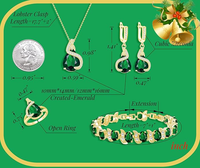 GZWHD Jewelry Set for Women Water Drop Cubic Zirconia Artificial Crystal Earrings Pendant Necklace Open Ring Tennis Bracelet Wedding Anniversary Birthday Engagement Gift for Bridesmaid Wife Girlfriend Friend