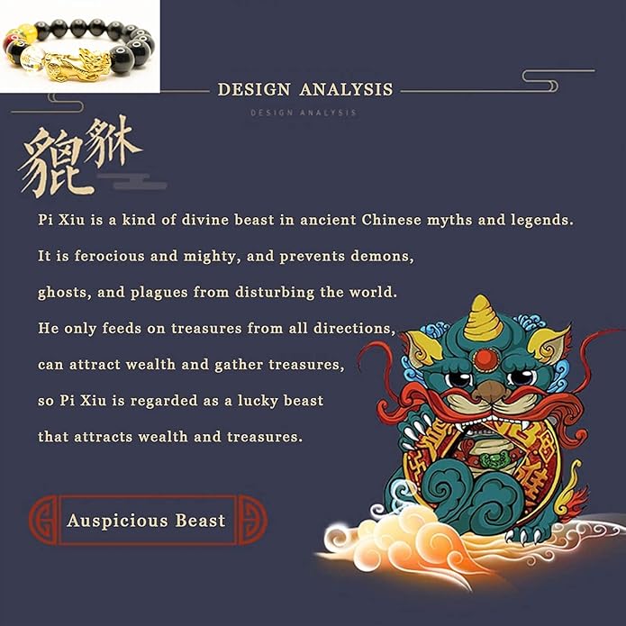 24K Gold Plated PiXiu Dragon Bracelet Feng Shui Bracelet, Obsidian Bracelet Dragon Protection for Men Women, Meditation Prayer Beads Bracelets Meaning to Attract Wealth and Good Luck(12mm)