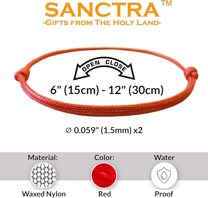 Red String Bracelet, Protection, Luck and Love, Handmade in the Holy Land, Hindu, Buddhist and East Asian Faith Symbol, Evil Eye Strand for Men and Women, Spiritual and Adjustable Bracelet, with CoA