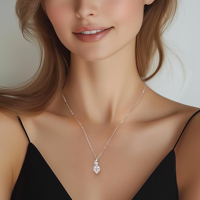 Moissanite Heart Pendant Necklaces for Women,925 Sterling Silver Gold Plating Necklace with Birthstone,Ideal Anniversary Present or Birthday Christmas Valentine Engagements Mothers Day Jewelry Gifts for Mom Wife Her Girlfriend