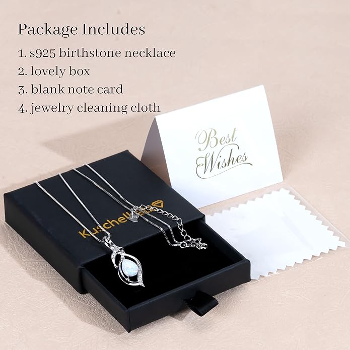 Birthstone Necklace for Women, Gemstone Sterling Silver Necklace for Girlfriend, Mom Birthday Gifts for Women, Gifts for Wife Anniversary, Christmas Gifts