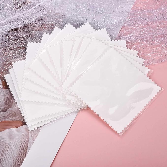 SEVENWELL 50pcs Jewelry Cleaning Cloth White Polishing Cloth for Sterling Silver Gold Platinum Small Polish Cloth 8x8cm